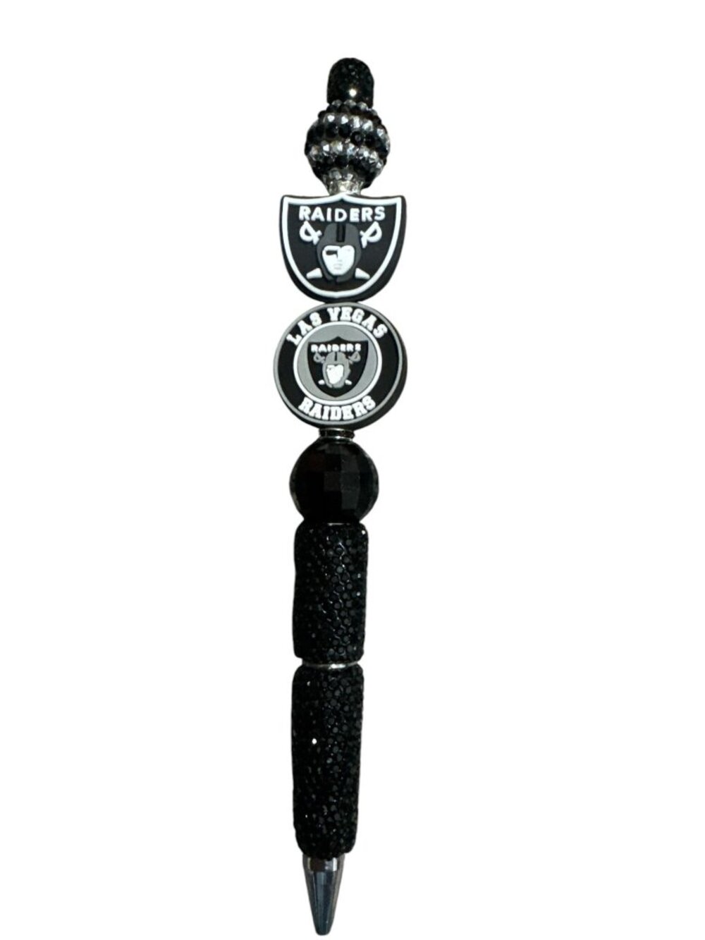Las Vegas Raiders Black Beaded Decorative Pen With Team Logos & Sparkling Accent